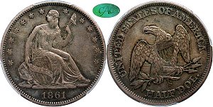 GFRC Open Set Registry - Pikes Peak 1861 Seated  50C