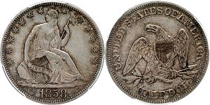 GFRC Open Set Registry - Oregon Beaver 1858 Seated  50C