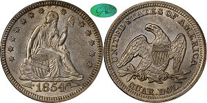 GFRC Open Set Registry - Pikes Peak 1854 Seated With Arrows 25C