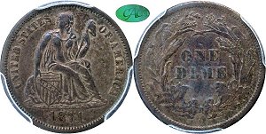 GFRC Open Set Registry - Tenafly 1871 Seated  10C