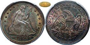 GFRC Open Set Registry - Iowa Collection III 1853 Seated Arrows and Rays 25C