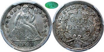 GFRC Open Set Registry - Coulombe Family 1853 Seated No Arrows 10C