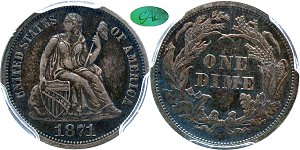 GFRC Open Set Registry - Tenafly 1871 Seated  10C