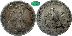 GFRC Open Set Registry - Iowa 1865 Seated  25C