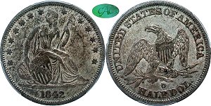 GFRC Open Set Registry - Seated Appalachians Halves 1842 Seated  50C