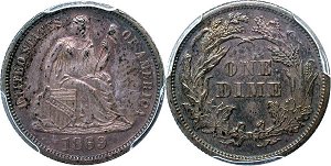 GFRC Open Set Registry - Coulombe Family 1869 Seated  10C