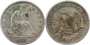 GFRC Open Set Registry - Oregon Beaver 1865 Seated  50C