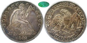 GFRC Open Set Registry - Seated Appalachians Halves 1849 Seated  50C