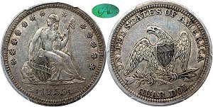 GFRC Open Set Registry - Iowa 1855 Seated With Arrows 25C