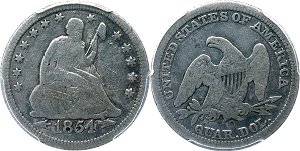 GFRC Open Set Registry - John Okerson 1854 Seated With Arrows 25C