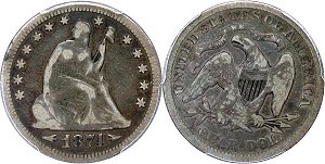 GFRC Open Set Registry - John Okerson 1874 Seated With Arrrows 25C