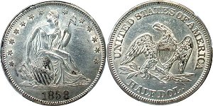 GFRC Open Set Registry - West Coast 1858 Seated  50C