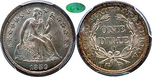 GFRC Open Set Registry - Newtown 1859 Seated  10C