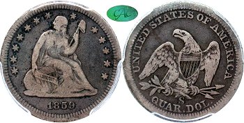 GFRC Open Set Registry - Tenafly 1859 Seated  25C