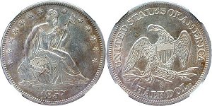 GFRC Open Set Registry - Newtown 1857 Seated Med Date 50C