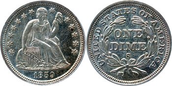GFRC Open Set Registry - Gerry Fortin 1859 Seated  10C