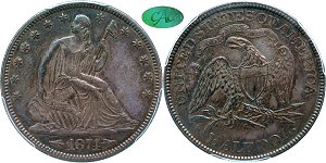 GFRC Open Set Registry - Hermit 1873-1874 Seated With Arrows, Motto 50C