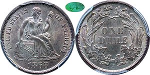 GFRC Open Set Registry - Newtown 1868 Seated  10C