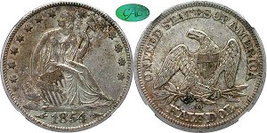 GFRC Open Set Registry - Seated Appalachians Halves 1854 Seated With Arrows 50C