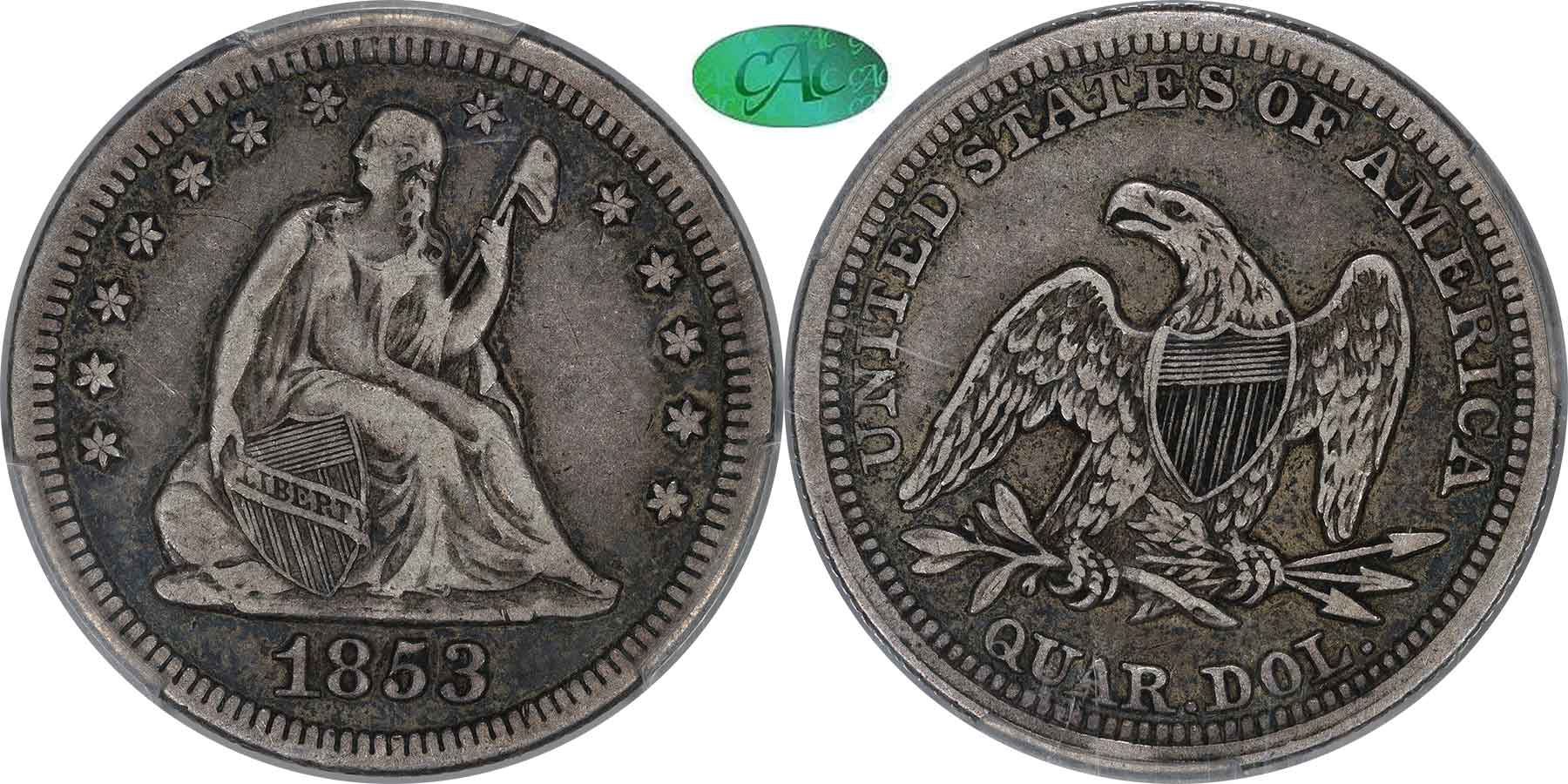 GFRC Open Set Registry - MIKE VERHULST 1853 Seated No Arrows 25C