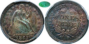 GFRC Open Set Registry - Newtown 1853 Seated With Arrows 10C