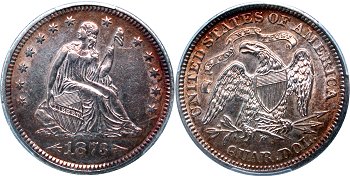 GFRC Open Set Registry - nacnud 1873-1874 Seated With Arrows, Motto 25C