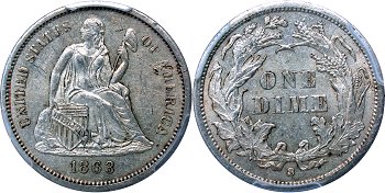 GFRC Open Set Registry - Coulombe Family 1863 Seated  10C