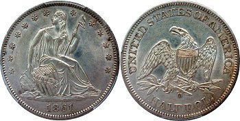 GFRC Open Set Registry - Civil War 1861 Seated Union 50C