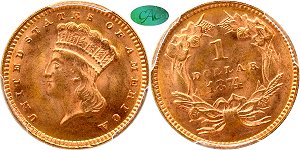 GFRC Open Set Registry - Hermit 1856 - 1889 Gold Type 3 Indian Princess G$1