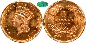 GFRC Open Set Registry - WI Gold 1856 - 1889 Gold Type 3 Indian Princess G$1
