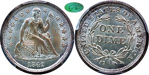 GFRC Open Set Registry - Gerry Fortin 1842 Seated  10C