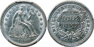 GFRC Open Set Registry - Sacandaga 1858 Seated  10C