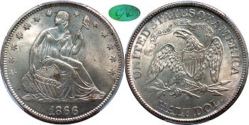 GFRC Open Set Registry - Newtown 1866 Seated With Motto 50C