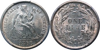 GFRC Open Set Registry - Coulombe Family 1868 Seated  10C