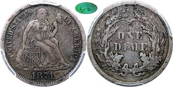 GFRC Open Set Registry - Tenafly 1871 Seated  10C