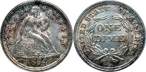 GFRC Open Set Registry - Piedmont 1854 Seated With Arrows 10C