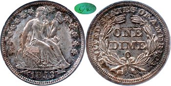 GFRC Open Set Registry - Gerry Fortin 1853 Seated With Arrows 10C