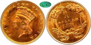 GFRC Open Set Registry - LABELMAN87 1856 - 1889 Gold Type 3 Indian Princess G$1