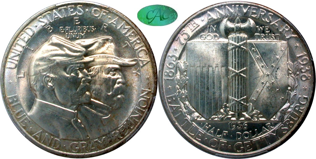 GFRC Open Set Registry - nacnud 1936 Early Commemorative Gettysburg 50C