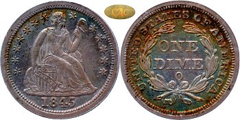 GFRC Open Set Registry - Gerry Fortin 1845 Seated  10C
