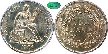 GFRC Open Set Registry - Gerry Fortin 1864 Seated  10C