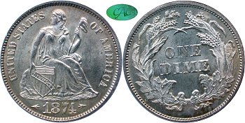 GFRC Open Set Registry - Dale Miller 1874 Seated With Arrows 10C
