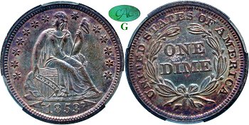 GFRC Open Set Registry - Dazzling 1853-1855 Seated With Arrows 10C