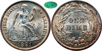 GFRC Open Set Registry - Gerry Fortin 1891 Seated  10C