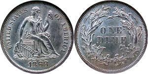 GFRC Open Set Registry - Sacandaga 1868 Seated  10C