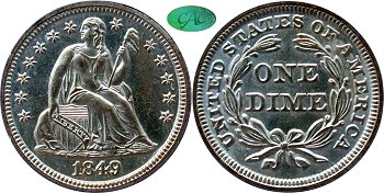 GFRC Open Set Registry - Gerry Fortin 1849 Seated  10C