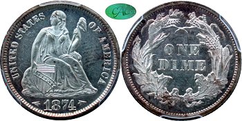 GFRC Open Set Registry - Coulombe Family 1874 Seated With Arrows 10C