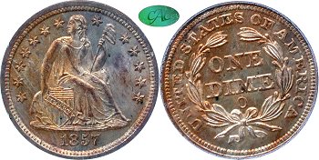 GFRC Open Set Registry - Gerry Fortin 1857 Seated  10C